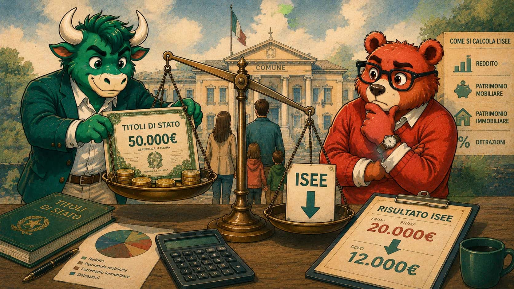Quanto scende l'ISEE con 50.000 euro di titoli di Stato