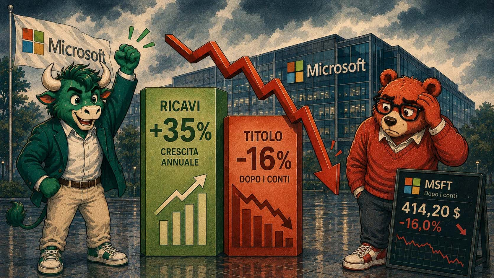Magnifiche Sette: Microsoft cresce nei ricavi, non in Borsa